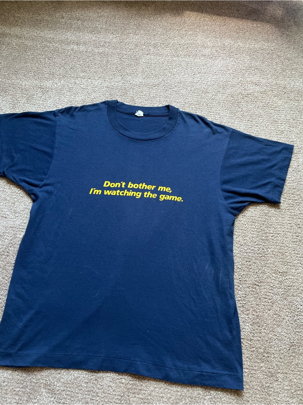 VTG 80’s “Don’t Bother Me The Game Is On” Blue Tee - Picture 4 of 5